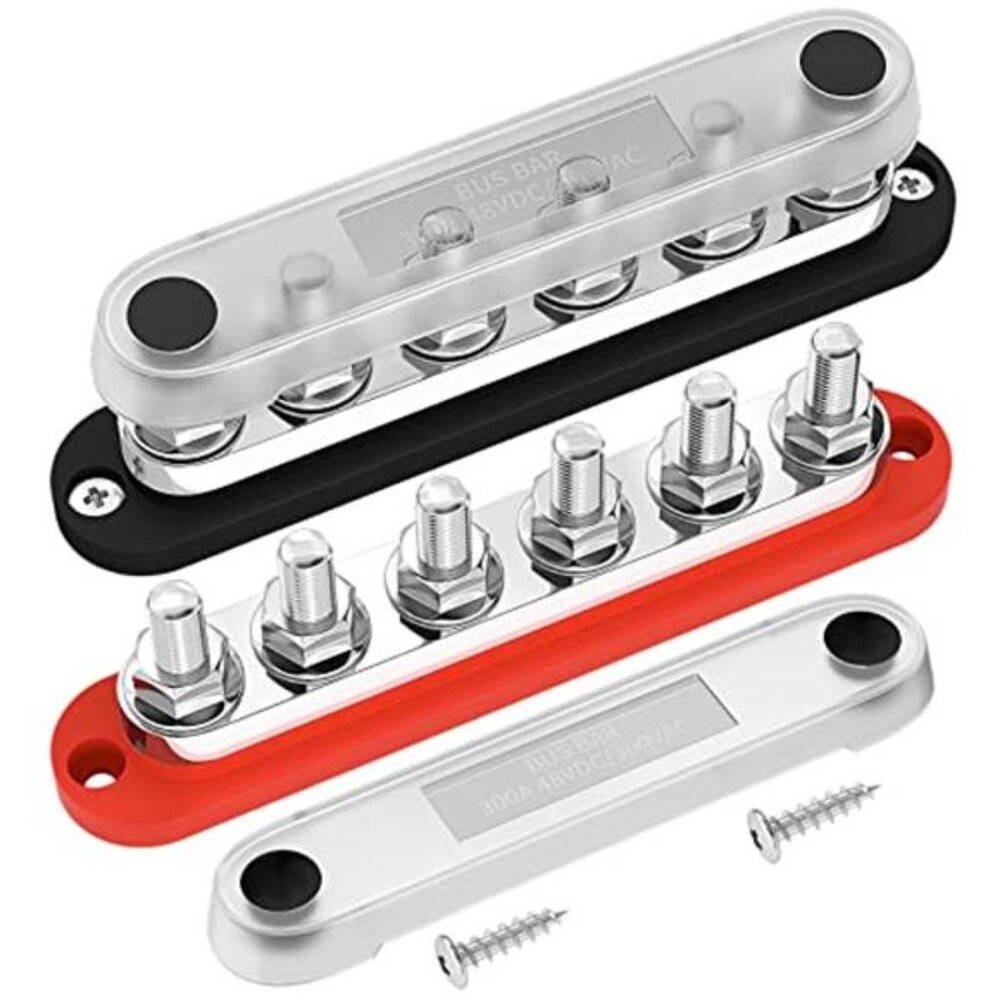 300A Bus Bar 12V Marine 12V Power Distribution Block with Cover 6 X 3/8 StudsMax